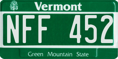 VT license plate NFF452