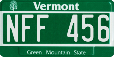 VT license plate NFF456