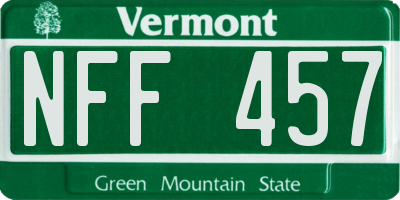 VT license plate NFF457