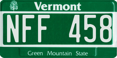 VT license plate NFF458