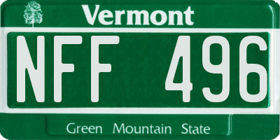 VT license plate NFF496