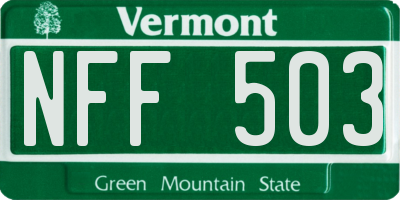 VT license plate NFF503