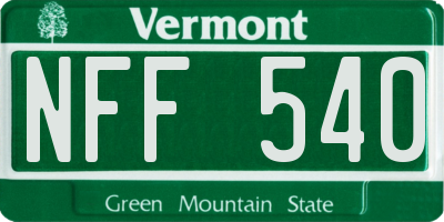 VT license plate NFF540