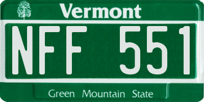 VT license plate NFF551