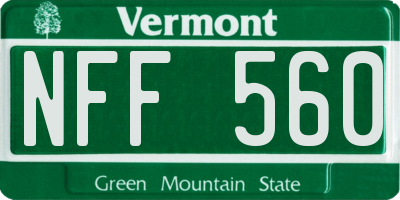 VT license plate NFF560