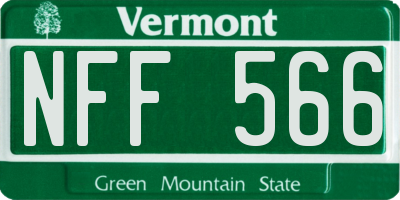 VT license plate NFF566