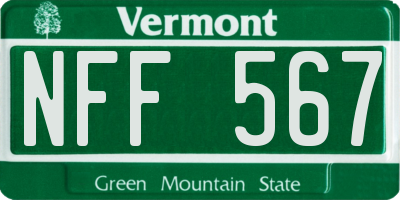VT license plate NFF567