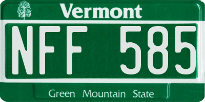 VT license plate NFF585
