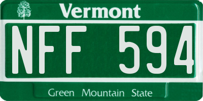VT license plate NFF594