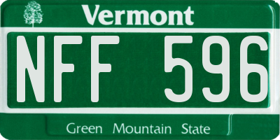 VT license plate NFF596