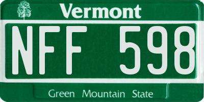 VT license plate NFF598