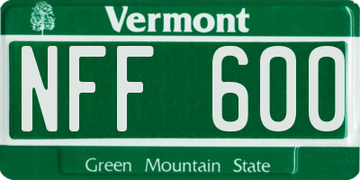 VT license plate NFF600