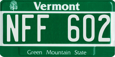 VT license plate NFF602
