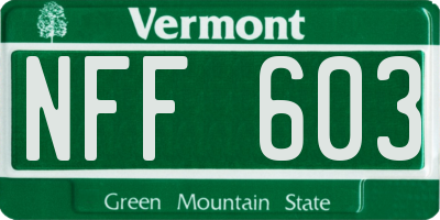 VT license plate NFF603