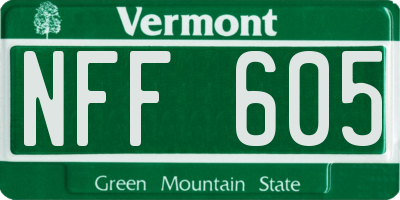VT license plate NFF605