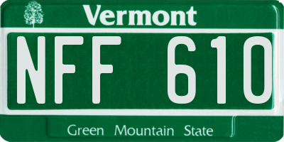 VT license plate NFF610