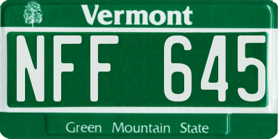 VT license plate NFF645