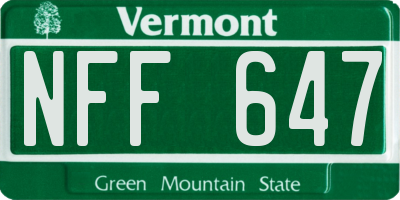 VT license plate NFF647