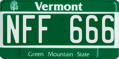 VT license plate NFF666