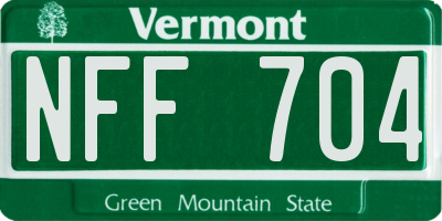 VT license plate NFF704