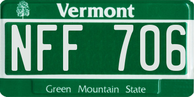 VT license plate NFF706
