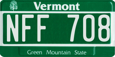 VT license plate NFF708