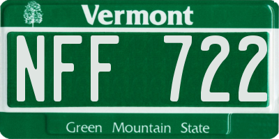 VT license plate NFF722