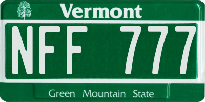 VT license plate NFF777