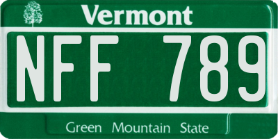 VT license plate NFF789