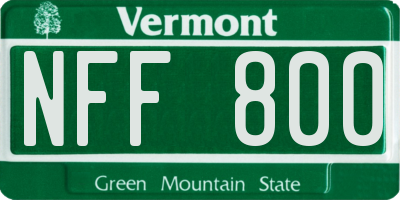 VT license plate NFF800
