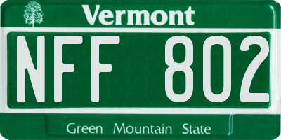 VT license plate NFF802