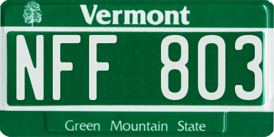 VT license plate NFF803