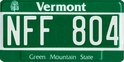 VT license plate NFF804
