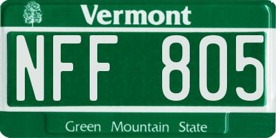 VT license plate NFF805