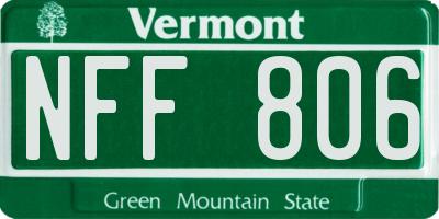 VT license plate NFF806