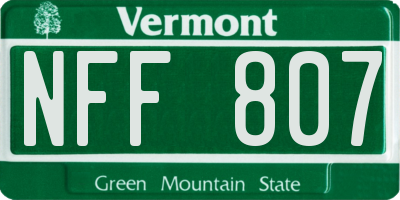 VT license plate NFF807