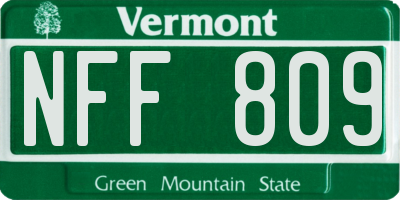 VT license plate NFF809