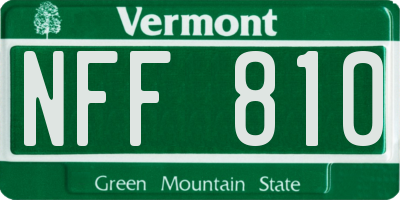VT license plate NFF810