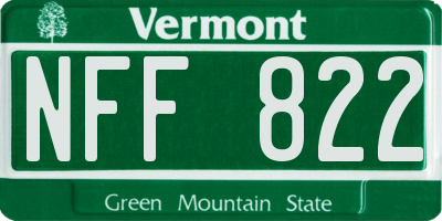 VT license plate NFF822