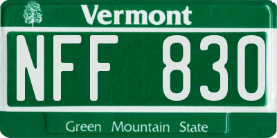 VT license plate NFF830