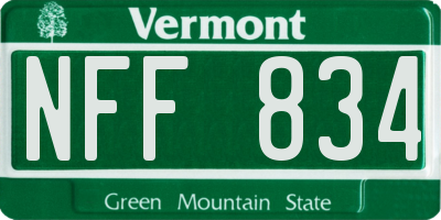 VT license plate NFF834