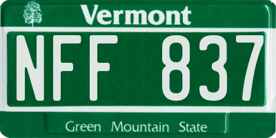 VT license plate NFF837