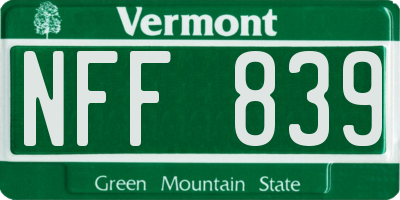 VT license plate NFF839
