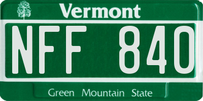 VT license plate NFF840