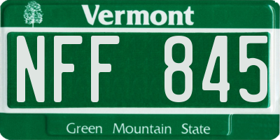VT license plate NFF845