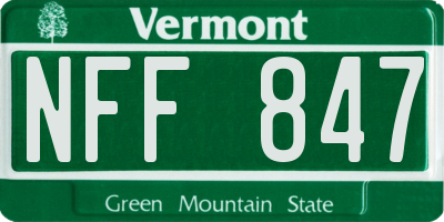 VT license plate NFF847