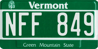 VT license plate NFF849