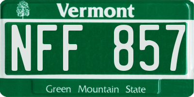 VT license plate NFF857