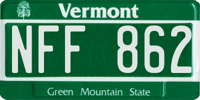 VT license plate NFF862