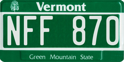 VT license plate NFF870